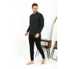 Giyim Erkek Polo Yaka Uzun Kol Penye Pijama Takımı Antrasit