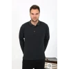 Giyim Erkek Polo Yaka Uzun Kol Penye Pijama Takımı Antrasit