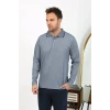 Giyim Erkek Polo Yaka Uzun Kol Penye Pijama Takımı Gri