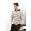 Giyim Erkek Polo Yaka Uzun Kol Penye Pijama Takımı Krem