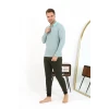 Giyim Erkek Polo Yaka Uzun Kol Penye Pijama Takımı Su Yeşili