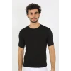 Giyim Erkek Sıfır Yaka Likralı Siyah T-Shirt