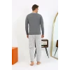 Giyim Erkek Uzun Kol Penye Antrasit Pijama Takımı