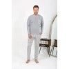Giyim Erkek Uzun Kol Penye Gri Pijama Takımı