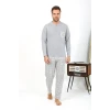 Giyim Erkek Uzun Kol Penye Gri Pijama Takımı