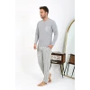 Giyim Erkek Uzun Kol Penye Gri Pijama Takımı