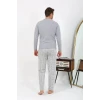 Giyim Erkek Uzun Kol Penye Gri Pijama Takımı