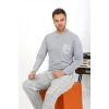 Giyim Erkek Uzun Kol Penye Gri Pijama Takımı