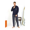 Giyim Erkek Uzun Kol Penye Lacivert Pijama Takımı