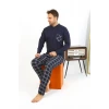 Giyim Erkek Uzun Kol Penye Lacivert Pijama Takımı