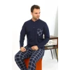 Giyim Erkek Uzun Kol Penye Lacivert Pijama Takımı