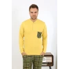 Giyim Erkek Uzun Kol Penye Sarı Pijama Takımı