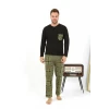 Giyim Erkek Uzun Kol Penye Siyah Pijama Takımı