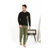 Giyim Erkek Uzun Kol Penye Siyah Pijama Takımı