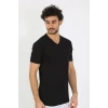 Giyim Erkek V Yaka Siyah Penye Atlet
