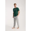 Giyim Erkek Yeşil Kısa Kol Pijama Takımı
