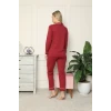 Giyim Kadın %100 Pamuk Penye Önden Düğmeli Uzun Kol Pijama Takım Bordo