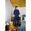 Giyim Kadın %100 Pamuk Penye Önden Düğmeli Uzun Kol Pijama Takım Lacivert