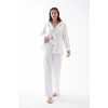 Giyim Kadın Beyaz Oversize Saten Pijama Takımı – Rahat Kesim Şık Ev Giyim Seti