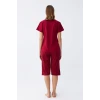 Giyim Kadın Bordo Kalp Desenli Kapri Pijama Takımı