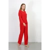 Giyim Kadın Bürümcük Kumaş Pijama Takım Kırmızı
