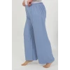 Giyim Kadın Büyük Beden Bürümcük Pantolon  Mavi