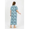 Giyim Kadın Büyük Beden Kısa Kol Mavi Anne Gecelik