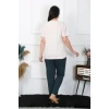 Giyim Kadın Büyük Beden Krem Pijama Takımı