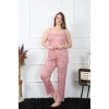 Giyim Kadın Büyük Beden Somon İp Askılı Pijama Takım