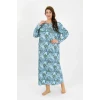 Giyim Kadın Büyük Beden Uzun Kol Mavi Anne Gecelik