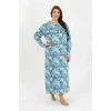 Giyim Kadın Büyük Beden Uzun Kol Mavi Anne Gecelik