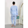 Giyim Kadın Büyük Beden Uzun Kol Penye Pijama Takımı Mavi