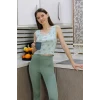 Giyim Kadın Crop Büstiyer Tayt Alt Üst Takım SuYeşili