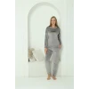 Giyim Kadın Kadife Gri Pijama Takım