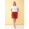 Giyim Kadın Kiremit Rengi Rahat Kalıp Cepli Şort