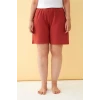 Giyim Kadın Kiremit Rengi Rahat Kalıp Cepli Şort