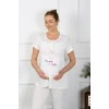 Giyim Kadın Kısa Kol Hamile Lohusa Pijama Takımı Ekru