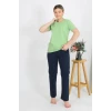Giyim Kadın Kısa Kol Pamuk Penye Pijama Takım Fıstık Yeşili