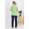 Giyim Kadın Kısa Kol Pamuk Penye Pijama Takım Fıstık Yeşili