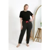 Giyim Kadın Pamuklu Büyük Beden Alt Pijama Antrasit