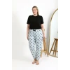 Giyim Kadın Pamuklu Büyük Beden Alt Pijama Buz Mavisi