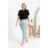 Giyim Kadın Pamuklu Büyük Beden Alt Pijama Buz Mavisi