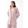 Giyim Kadın Pembe Önden Düğmeli Rahat Kesim Pijama Takımı – Günlük Ev Giyim Seti