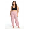 Giyim Kadın Pudra Pembe Dokulu Büyük Beden Cepli Pijama Altı