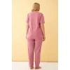 Giyim Kadın Somon Go Getter Yazılı Büyük Beden Pijama Takımı