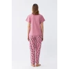 Giyim Kadın Somon Kalp Desenli Kısa Kollu Penye Pijama Takımı