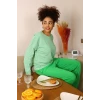Giyim Kadın Uzun Kol 3 İplik Penye Pijama Takım Yeşil