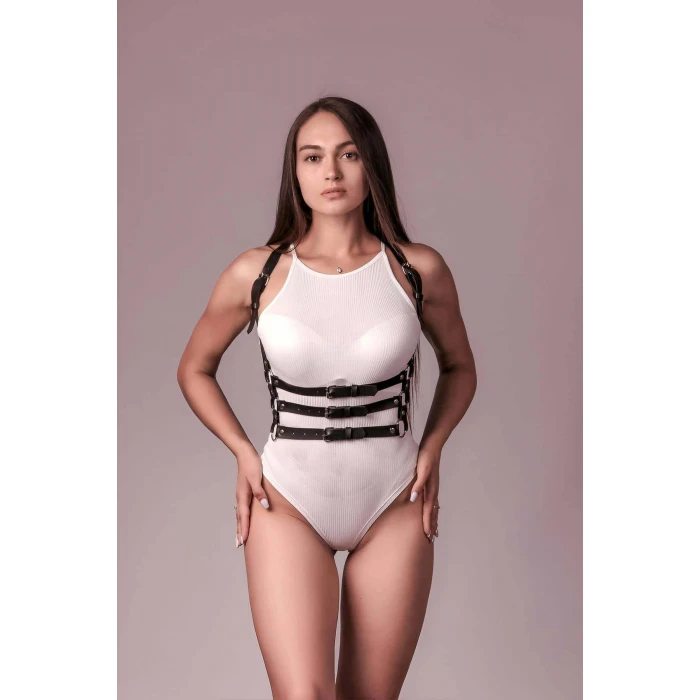 3 Sıralı Göğüs Harness, Club Aksesuar, Seksi Deri Dans Aksesuarı - Brf600