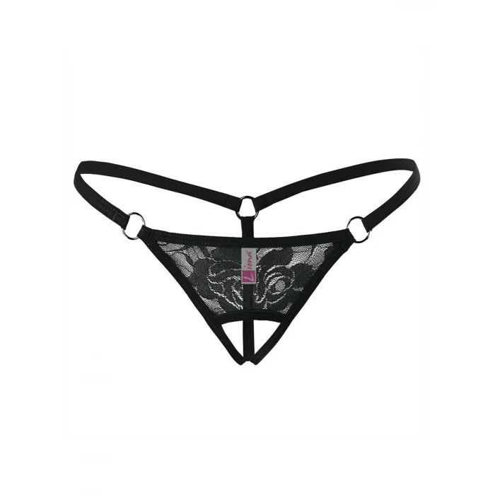 Ağı Açık Siyah Dantelli Fantezi İç Çamaşırı G String