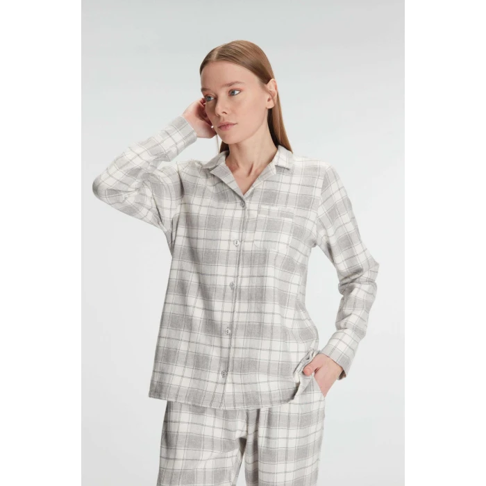 Anıl Kare Desenli Pamuklu Gömlek Pijama Takımı